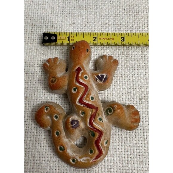 2 Hand painted Talavera Ceramic Decor Lizards Or Geckos 3.5x4 - Picture 5 of 5